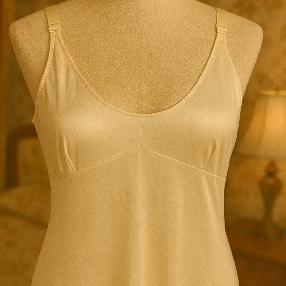 Vintage Sears Nylon Slip Dress Size 38 Cream Lace Hem Antron III - Picture 5 of 8